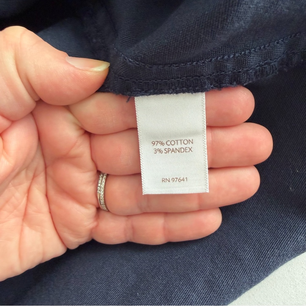J. Jill Chino 100% Cotton Navy Blue Collared Long Sleeve Popover Shirt Dress - Picture 12 of 15